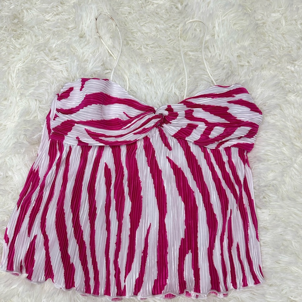 Pink and White Zebra Print Women's Top